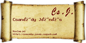 Csanády Jónás névjegykártya